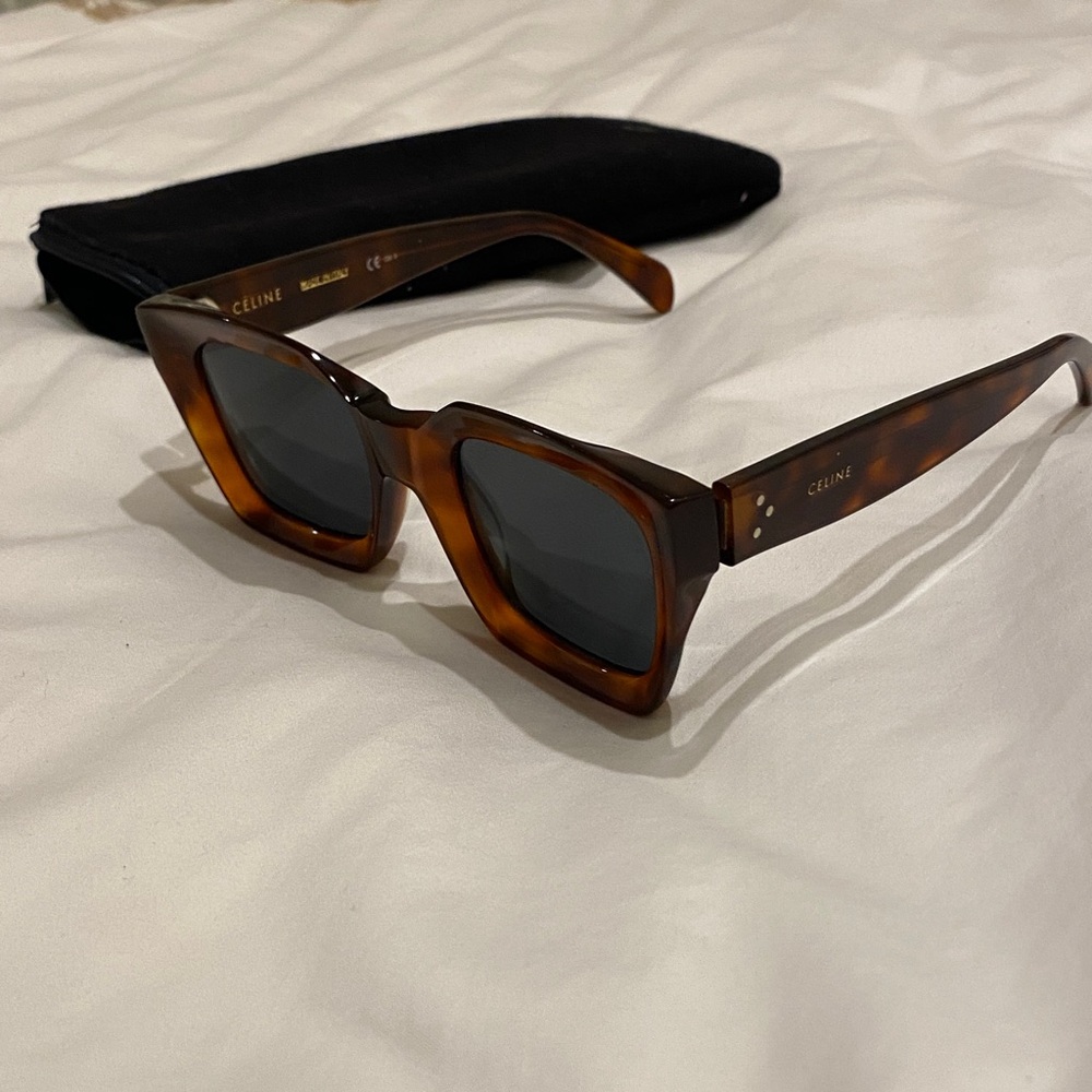Celine Tortoiseshell Square Sunglasses - Brown/Black - Picture 2 of 6
